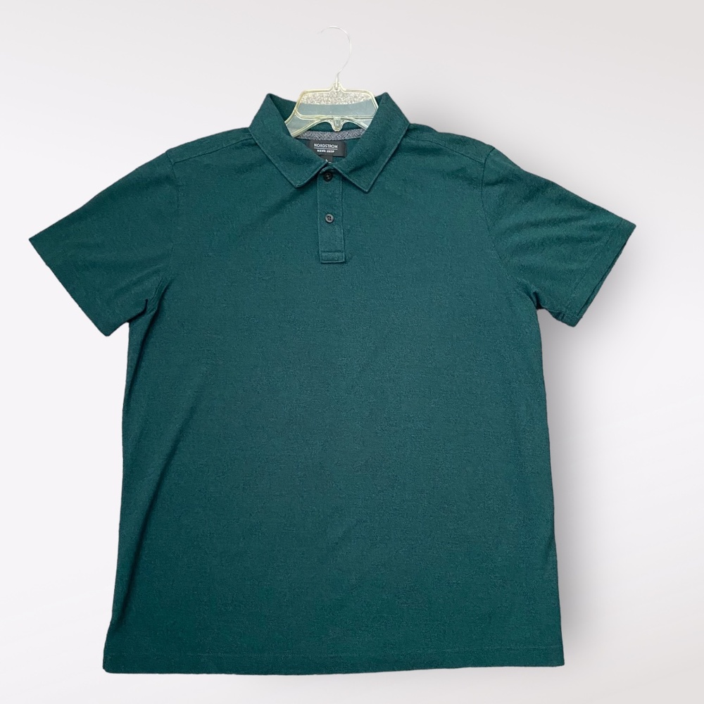 Nordstrom Men's Shop Green Short Sleeve Polo Shirt - Size Large